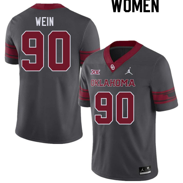 Women #90 Taylor Wein Oklahoma Sooners College Football Jerseys Stitched Sale-Charcoal